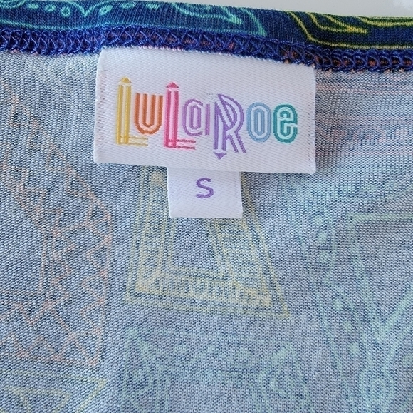 LuLaRoe☆ Nicole Navy Blue Geo Print Crewneck Dress Size S EUC - Picture 6 of 9